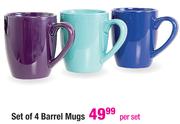Set Of 4 Barrel Mugs-Per Set
