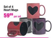 Set Of 4 Heart Mugs-Per Set
