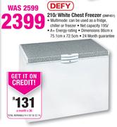Defy 210Ltr White Chest Freezer DMF451