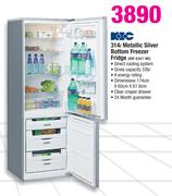KIC 314Ltr Metallic Silver Bottom Freezer Fridge KBF 634/1 ME