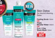 Skin Detox Cooling Scrub 150ml Or Triple Micellar Water 400ml Or 2-In-1 Clay Wash Mask 150ml-Each
