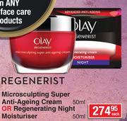 Olay Regenerist Microsculpting Super Anti-Ageing Cream 50ml/Regenerating Night Moisturiser 50ml-Each