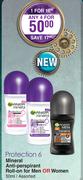 Protection 6 Mineral Anti-Perspirant Roll On For Men Or Women-50ml Each