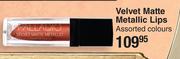 Palladio Velvet Matte Metallic Lips Assorted Colours