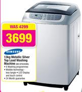 Samsung 13kg Metallic Silver Top Load Washing Machine WA13F5S4UWA
