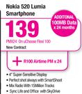 Nokia 520 Lumia Smartphone-On U Choose Flexi 100