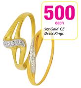 9ct Gold CZ Dress Rings-Each
