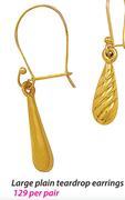 Large Plain Teardrop Earrings-Per Pair