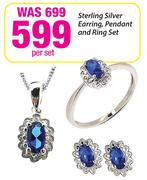 Sterling Silver Earring, Pendant And Ring Set-Per Set