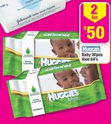 Huggies Baby Wipes Aloe-2 x 64's