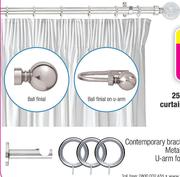 25mm Stainless Steel Curtain Rods(Brushed Silver)-1m Rod