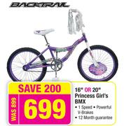 Backtrail 16" Or 20" Princess Girl's BMX Each