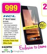 HCL 7" Wi-Fi Tablet U-2/3