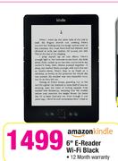 Amazon Kindle 6" E-Reader Wi-Fi Black