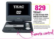 Teac 9" DVD Portable With USB/SD Card Reader