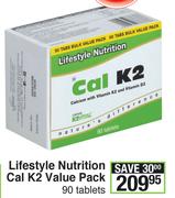 Lifestyle Nutrition Cal K2 Value Pack-90 Tablets