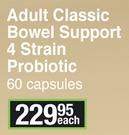 Probiflora Adult Classic Bowel Support 4 Strain Probiotic-60's Capsules Each