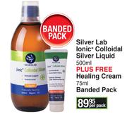Silver Lab Ionic+ Colloidal Silver Liquid 500ml Plus Free Healing Cream 75ml Banded Pack  