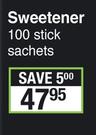 Canderel Sweetener 100 Stick Sachets