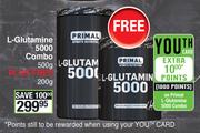 Primal L-Glutamine 5000-500g Plus Free 200g Combo