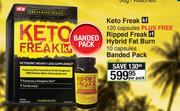 Keto Freak 120 Capsules Plus Free Ripped Freak Hybrid Fat Burn 10 Capsules Banded Pack-Per Pack