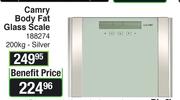 Camry Body Fat Glass Scale 200Kg-Silver
