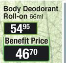 Nature's Nourishment Body Deodorant Roll-On 66ml