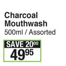 White Glo Charcoal Mouthwash-500ml