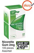 Nicorette Gum 2mg 105 Pieces Assorted