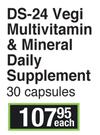 DS-24 Vegi Multivitamin & Mineral Daily Supplement 30 Capsules-Each