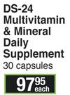 DS-24 Multivitamin & Mineral Daily Supplement 30 Capsules-Each
