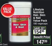 Lifestyle Nutrition Hair, Skin & Nail Value Pack 180 Vegecaps