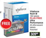 Vitaforce Nutri-B 180 Tablets Plus Free Ultra Performance 20 Effervescent Tablets Assorted