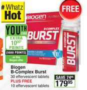 Biogen B-Complex Burst 30 Effervescent Tablets Plus Free 10 Effervescent Tablets