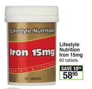 Lifestyle Nutrition Iron 15 mg 60 Tablets