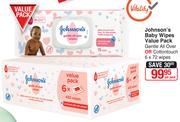 Johnson's Baby Wipes Value Pack Gentle All Over Or Cottontouch 6 x 72 Wipes-Per Pack