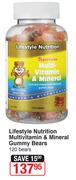 Lifestyle Nutrition Multivitamin Mineral Gummy Bears-120 Bears