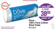 Dove 100% Pure Cotton Wool Pads 80 Pack-For 2