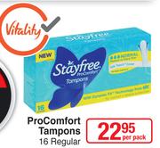 Stayfree Procomfort Tampons Regular-16's Per Pack