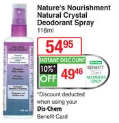 Nature's Nourishment Natural Crystal Deodorant Spray-118ml