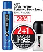 Coty eX'Clamation Perfumed Body Spray-90ml Each