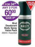 Brut Deodorant Body Spray Value Pack-2X200ml