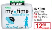 My Time Ultra Thin Or Sensitive Or Dry Pads-10's Per Pack