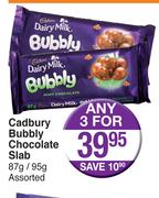 Cadbury Bubbly Chocolate Slab 87g/95g-For 3