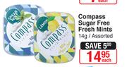 Compass Sugar Free Fresh Mints 14g-Each