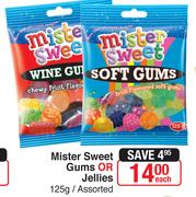 Mister Sweet Gums Or Jellies 125g-Each