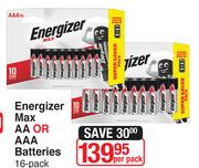 Energizer Max AA Or AAA Batteries 16 Pack-Per Pack