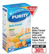 Purity Baby Cereal Stages 1-2 Mix With Baby's Milk Value Pack Assorted-450g Each