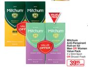 Mitchum Anti-Perspirant Roll-On For Men Or Women Value Pack (2 x 50ml Sport Or Shower Fresh-Per Pack