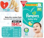 Pampers Baby Dry Jumbo Pack Assorted Sizes & Quantities-Per Pack